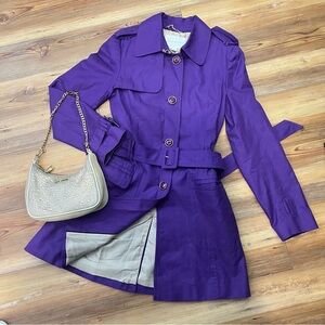 Banana republic purple button up tie waist trench coat size 5